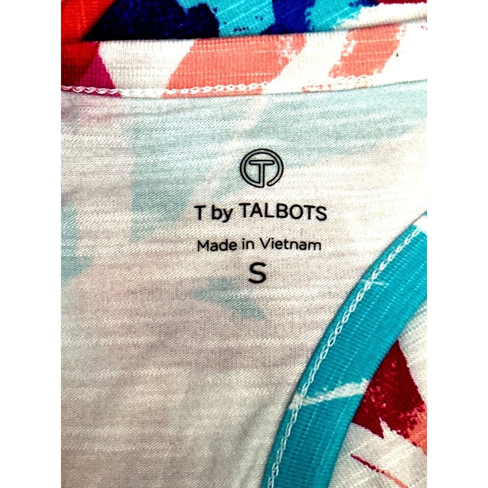 T By Talbots Size Small Multicolor Rayon Cotton Tee Floral Print City Casual Tee - Picture 7 of 12